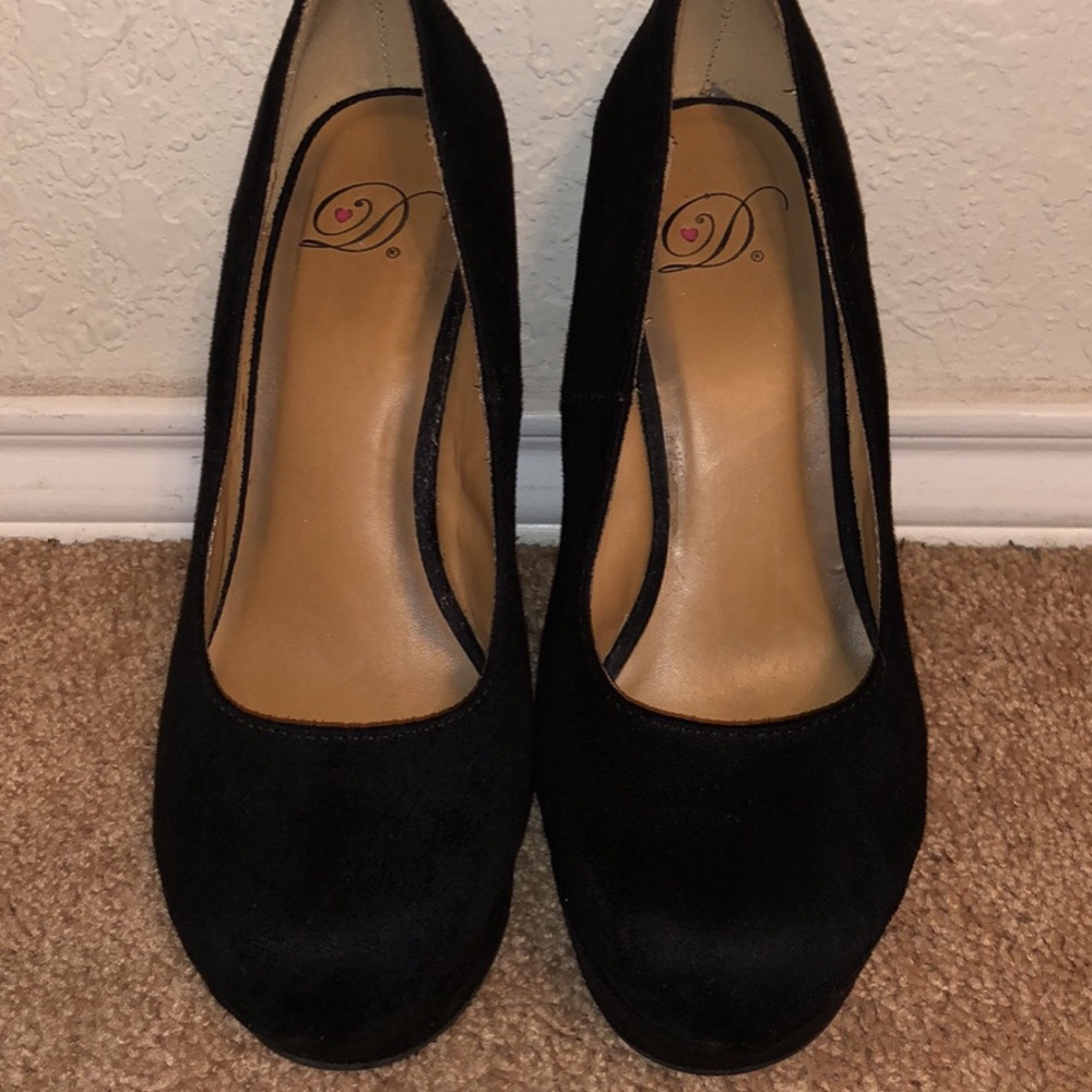 Black felt Heels Size 7